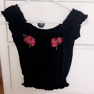 Black off the shoulder with roses